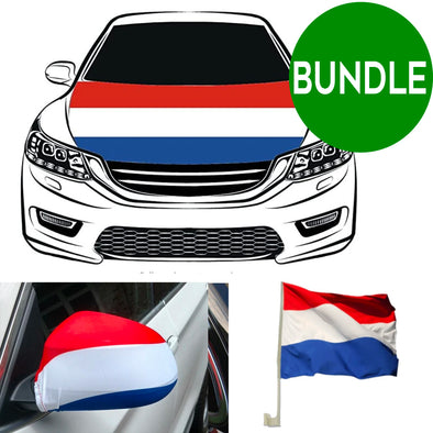 Netherlands mirror, hood cover and car flag BUNDLE